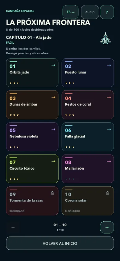 Selector real de niveles de la campaña espacial